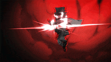 a drawing of a person with a red light coming out of them