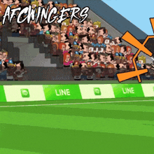 a cartoon drawing of a soccer field with the words afckingers on the top