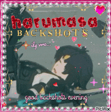 a picture of a boy with the words harumasa backshots