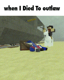 a cartoon of a man riding a unicorn with the words " when i died to outlaw " below it