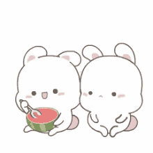 bunny cute kawaii love watermelon