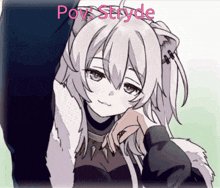 a drawing of a girl with the words pov stride written on it