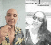 a black and white photo of a man and a woman with a starmaker watermark