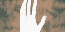 a close up of a person 's hand reaching out towards something