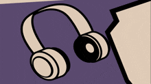 a drawing of a pair of headphones with a purple background