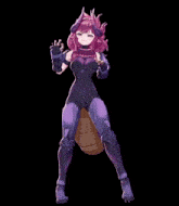 a cartoon of a woman with a purple tail