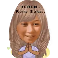 a cartoon drawing of a woman with the words keren rena suka written above her