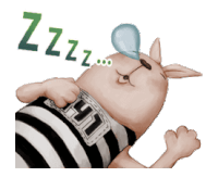a cartoon rabbit is sleeping with the word zzz written above him