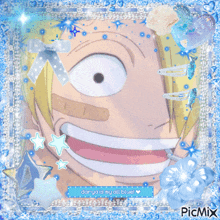 a picture of a smiling anime character with darya is my all blue written on the bottom