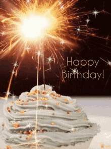 Happy Birthday Sparkler GIF - Happy Birthday Sparkler Cupcake GIFs