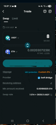 a screenshot of a trade page on a mobile device