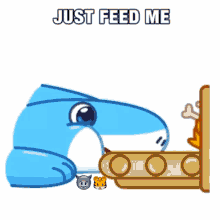 Cute Blue Baby Shark Eating GIF
