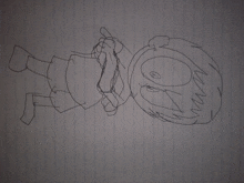 a black and white drawing of a cartoon character with the letters nm on it