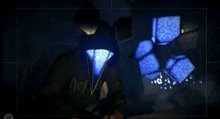 a person wearing a hoodie that says nc on it