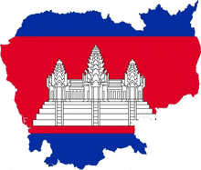 a map of cambodia with the flag of cambodia