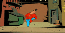 a cartoon of a man in a red superhero costume with a star on his chest