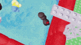 a computer generated image of a swimming pool with a red object in the middle