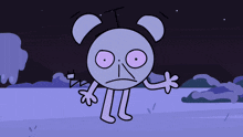 a cartoon character with a swirl in his eyes