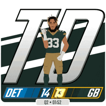 a cartoon of a football player with the number 33 on his jersey
