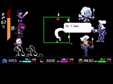 a video game with a speech bubble that says `` if you could juste ... follow that '' .