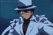 a cartoon character wearing a top hat and a suit .