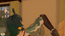 a computer generated image of a girl laying on a table