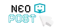 a white arrow pointing to the word post on a white background