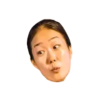 a woman 's face is shown on a white background