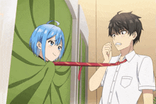 a boy and a girl are standing next to each other and the girl is wearing a tie