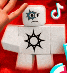 a white robot with a star on his face and a tik tok logo