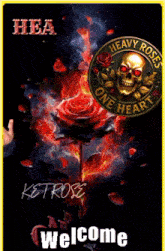 a poster for heavy roses one heart with a red rose