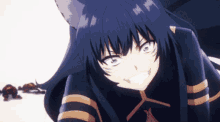 a close up of a anime character with a cat ears