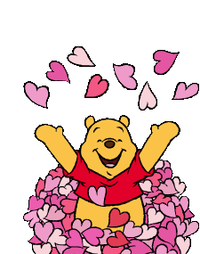 Hearts Pooh Sticker - Hearts Pooh Bear Stickers