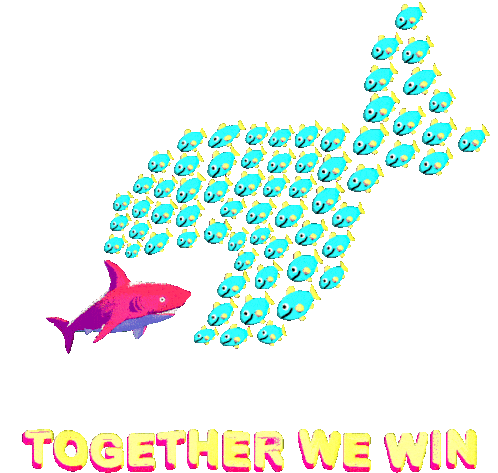 Together We Win Fish Sticker - Together We Win Fish Shark Stickers