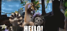 a picture of a cat with the words hello written on it