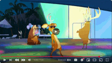a screenshot of a youtube video shows a deer and a bear