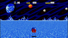 a sonic the hedgehog video game with a time of 098 and rings of 000