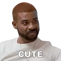 a man with a beard is wearing a white shirt and the word cute is on his chest
