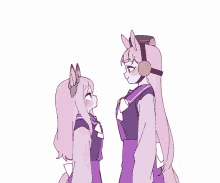 a drawing of two girls hugging each other with a white background