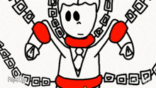 a black and white drawing of a person with chains around their neck .