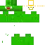 a minecraft skin of a green frog with a red face