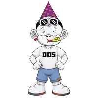a cartoon character is wearing a shirt that says dios on it