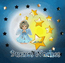 a picture of an angel with the words " buenas noches " on it