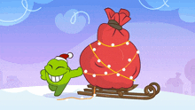 The Sled Is Getting Away Om Nom GIF - The Sled Is Getting Away Om Nom Om Nom Stories GIFs