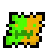 a pixel art drawing of a green and orange item .