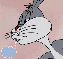 bugs bunny has a thought bubble with the word no in it