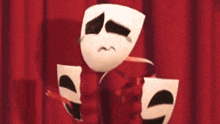 a cartoon character with a sad face on his face