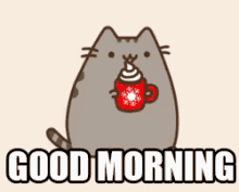 Good Morning GIF - Pusheen Cat Cute GIFs