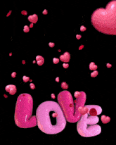 a picture of a man and a woman with the word love in pink