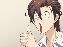 a cartoon of a man giving a thumbs up